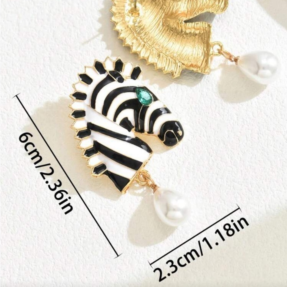 Bespoke Zebra Enamel Earrings - Picture 5 of 6